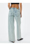 Фото #4 товара Düz Bol Paça Düşük Bel Kot Pantolon Yıpratılmış Cepli Pamuklu - Loose Straight Jeans