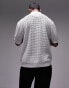 Topman revere button through knit with black applique in white weiß, XL - Chest 44 - фото #2