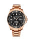 Men's Automatic Diver Watch, Gold IP Case, Black Dial, Gold IP Stainless Steel Bracelet