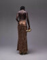 Topshop polka dot halter neck maxi dress in brown