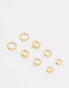 Фото #1 товара Topshop Peyton waterproof stainless steel pack of 4 hoop earrings in gold tone