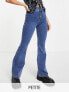 Topshop Petite Jamie flare jeans in mid blue