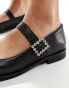 Фото #2 товара Free People diamante buckle mary jane flats in black