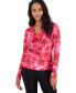 Petite Printed-Crepe Cowlneck Top, Created for Macy's