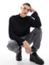 ASOS DESIGN long sleeve oversized t-shirt with turtle neck in black