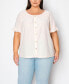 ფოტო #1 პროდუქტის Plus Size Swiss Dot Button Front Ruffle Sleeve Top