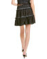 Nicole Miller Jacquard Garment-Dyed Silk-Blend Mini Skirt Women's Black P