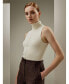 ფოტო #2 პროდუქტის Women's Silk Knitted Turtleneck Sleeveless Top