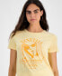 Women's Embellished Graphic Print Cotton T-Shirt TART YELLOW MULTI, XS - фото #3