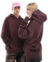 Фото #3 товара COLLUSION Unisex washed skater hoodie in burgundy