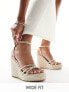 Glamorous Wide Fit – Espadrilles-Sandalen in Gold mit Keilabsatz, weite Passform