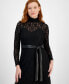 ფოტო #4 პროდუქტის Women's Lace Long-Sleeve Mock Neck Dress