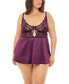 Фото #1 товара Plus Size Donna Delicate Lace and Satin Chemise with Keyhole Details