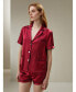 Women's 22 Momme Summer Short Silk Pajama Set Бордовый, XSmall - фото #5