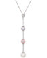 Macy's cultured Freshwater Pearl (6, 7 & 8mm) & Diamond Accent 17" Lariat Necklace in Sterling Silver