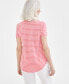 ფოტო #2 პროდუქტის Women's Striped Knit V-Neck T-Shirt, Created for Macy's