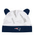 Infant Boys and Girls Navy, White New England Patriots Baby Bear Cuffed Knit Hat Set