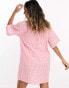 ASOS DESIGN co-ord bowling shirt mini dress in pink gingham seersucker