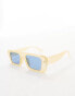 AIRE X ASOS apheta square frame sunglasses in yellow with blue lens