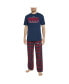 ფოტო #1 პროდუქტის Men's Navy, Red New England Patriots Arctic T-shirt and Flannel Pants Sleep Set