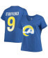 ფოტო #2 პროდუქტის Women's Matthew Stafford Royal Los Angeles Rams Plus Size Player Name and Number V-Neck T-shirt