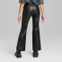 Фото #2 товара Women's Mid-Rise Faux Leather Flare Pants - Wild Fable Black 14