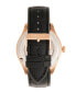 ფოტო #2 პროდუქტის Automatic Gregory Rose Gold Case, Genuine Black Leather Watch 45mm