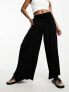 Фото #2 товара ASOS DESIGN Petite tie belt wide leg trouser culottes in black
