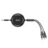 Rozwijany kabel przewód 3w1 USB microUSB Iphone Lightning USB-C 3.5A 35cm 120cm czarny