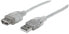 Фото #2 товара Manhattan USB-A to USB-A Extension Cable - 4.5m - Male to Female - 480 Mbps (USB 2.0) - Hi-Speed USB - Translucent Silver - Lifetime Warranty - Polybag - 4.5 m - USB A - USB A - USB 2.0 - Male/Female - Silver