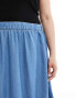 Vero Moda Curve layered maxi skirt in medium blue denim