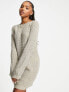 Фото #1 товара JDY wide neck knitted mini jumper dress in beige