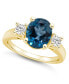 ფოტო #1 პროდუქტის London Blue Topaz and Diamond Ring (3-5/8 ct.t.w and 1/3 ct.t.w) 14K Yellow Gold