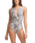 Calvin Klein 276884 Printed Tummy Control One-Piece Swimsuit, Snake Print, 14