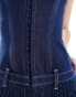 Фото #3 товара Lioness denim pleated cami hook and eye mini dress in indigo wash