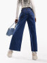 ASOS DESIGN cropped wide leg jean in mid blue