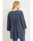 ფოტო #3 პროდუქტის Plus Size June + Vie Acid Wash Peasant Blouse