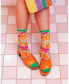 Women's Orange Floral Sheer Sock
