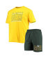 ფოტო #1 პროდუქტის Men's Green, Gold Oakland Athletics Meter T-shirt and Shorts Sleep Set