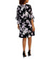 Women's Floral-Print Flutter-Sleeve Swing Dress