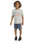 ფოტო #1 პროდუქტის Little & Toddler Boys Graphic Heather T-Shirt & 3-Stripes Shorts, 2 Piece Set