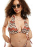 Фото #1 товара South Beach Curve embroidered triangle bikini top in rust