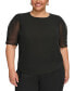 Фото #1 товара Plus Size Elbow-Sleeve Crewneck Top