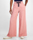 Women's Contrast-Tie Wide-Leg Pull-On Pants