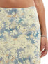 Edited midi skirt in dusty blue floral