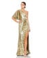 Фото #1 товара Women's Women's Embellished Bell Sleeve One Shoulder Neck Trumpet Gown
