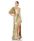 ფოტო #1 პროდუქტის Women's Women's Embellished Bell Sleeve One Shoulder Neck Trumpet Gown