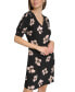 Women's Floral V-Neck Puff-Sleeve Dress