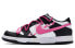 Фото #2 товара Кеды Nike Dunk Low Розовая сила Вдохновенные пикселями Раскрашенные вручную GS Black Pink White CW1590-100