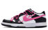 Фото #2 товара 【定制球鞋】 Nike Dunk Low 粉色力量 三勾 像素 解构 手绘喷绘 低帮 板鞋 GS 粉黑白 / Кроссовки Nike Dunk Low CW1590-100